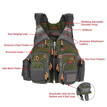 Professional Fishing Vest | Multi-Pocket Design | Adjustable & Breathable | Reflective Safety | Kayak & Canoe Compatible | Replaceable Foam Inserts | Ideal for Adventure Gear Storage | Supports Over 200 lb
