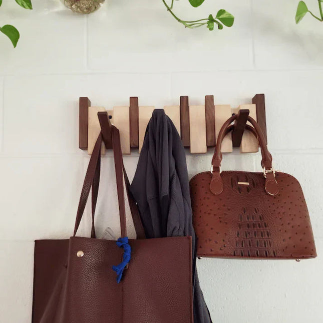 HarmonyCoat | Wooden Wall Mounted Coat Rack | Artistic Piano Design | Entryway Organiser | Stylish and Space-Saving | Multiple Hooks for Jackets and Hats | Durable High-Quality Wood | Decorative Home Accent