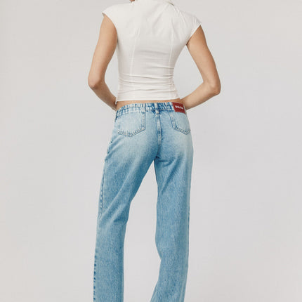 Women's V-Neck Collared Reid Top | Cap Sleeves | Front Twist | Side Zipper | White Blouse