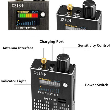 G318 Wireless RF Signal Detector | Detect Hidden Cameras, GPS Trackers, Listening Devices | Portable Privacy Protection | Highest Sensitivity & Multiple Modes | Wide Coverage Surveillance Tool
