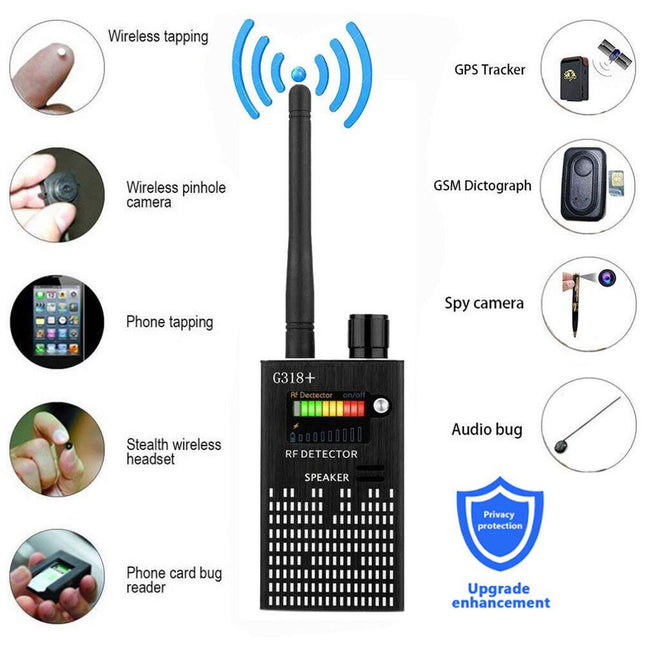 G318 Wireless RF Signal Detector | Detect Hidden Cameras, GPS Trackers, Listening Devices | Portable Privacy Protection | Highest Sensitivity & Multiple Modes | Wide Coverage Surveillance Tool