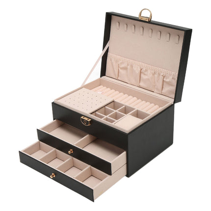 Leather Jewelry Storage Box | Multilayer Organizer | Durable Compact Design | Soft Interior Protection | Perfect for Rings & Necklaces | Stylish and Functional | Ideal for Women | 23x17x13.5 cm
