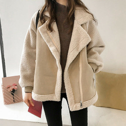 Elegant Women's Suede Winter Coat | Durable PU Leather Blend | Beige & Brown | Sizes S-3XL | Sophisticated Warmth & Comfort | Perfect for Cold Weather | Versatile Chic Outwear for Layering