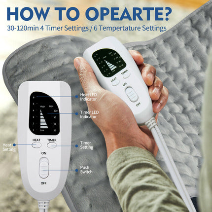 Premium Weighted Heating Pad | Full Body Comfort | 6-Level Temperature Control | Soft Microfiber | Large 23x11 Inch Size | Fast Heating Technology | Ideal for Neck, Back, Abdomen, Legs | Muscle Pain Relief