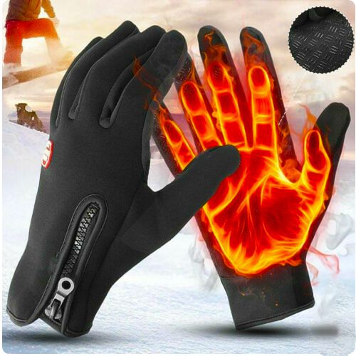 Neoprene Insulated | Windproof & Waterproof | Touchscreen Compatible Gloves | Fleece Lining | Non-Slip Grip | Unisex Warmth for Winter Sports | Cycling | Running | Driving | Black S-XL