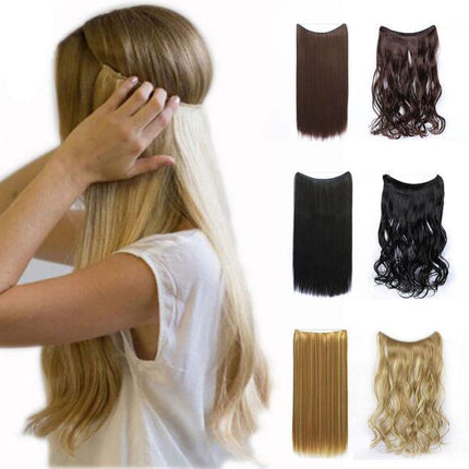 Invisible Halo Hair Extensions | Silky Straight | Synthetic Heat Resistant | Easy Slip-On Design | No Clips or Glue | Double Drawn for Fullness | 20 Inch Length | Multiple Colors Available