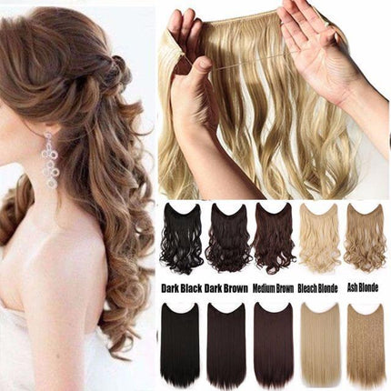 Invisible Halo Hair Extensions | Silky Straight | Synthetic Heat Resistant | Easy Slip-On Design | No Clips or Glue | Double Drawn for Fullness | 20 Inch Length | Multiple Colors Available
