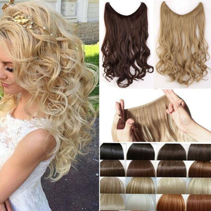 Invisible Halo Hair Extensions | Silky Straight | Synthetic Heat Resistant | Easy Slip-On Design | No Clips or Glue | Double Drawn for Fullness | 20 Inch Length | Multiple Colors Available
