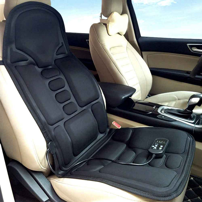 Heated Back Neck Cushion | 7 Vibration Motors | Muscle Tension Relief | Full Back and Seat Warmth | Auto Shut Off | Overheating Protection | Memory Foam Material | Fits Home, Office, Car | Adjustable Strap