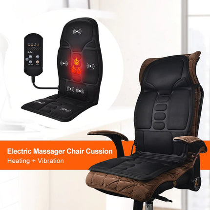 Heated Back Neck Cushion | 7 Vibration Motors | Muscle Tension Relief | Full Back and Seat Warmth | Auto Shut Off | Overheating Protection | Memory Foam Material | Fits Home, Office, Car | Adjustable Strap