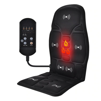 Heated Back Neck Cushion | 7 Vibration Motors | Muscle Tension Relief | Full Back and Seat Warmth | Auto Shut Off | Overheating Protection | Memory Foam Material | Fits Home, Office, Car | Adjustable Strap