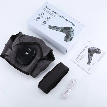 Wireless Heating Shoulder Massager | Adjustable Strap | USB Rechargeable | 3 Heat & Vibration Levels | Neoprene Material | LED Temperature Display | Suitable for Both Shoulders | Pain Relief | Easy to Use