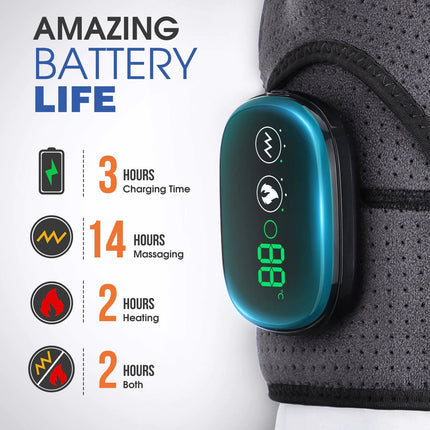 Wireless Heating Shoulder Massager | Adjustable Strap | USB Rechargeable | 3 Heat & Vibration Levels | Neoprene Material | LED Temperature Display | Suitable for Both Shoulders | Pain Relief | Easy to Use