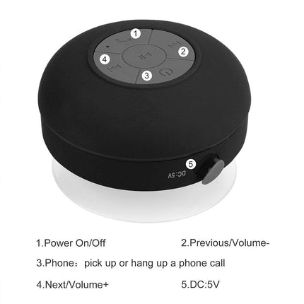 Waterproof Wireless Bluetooth Speaker | Portable Suction Cup Design | 3W Output | 5 Hours Playtime | 10 Meter Range | Compatible with Desktop, Wall, Window | USB Charging | Available in Multiple Colors