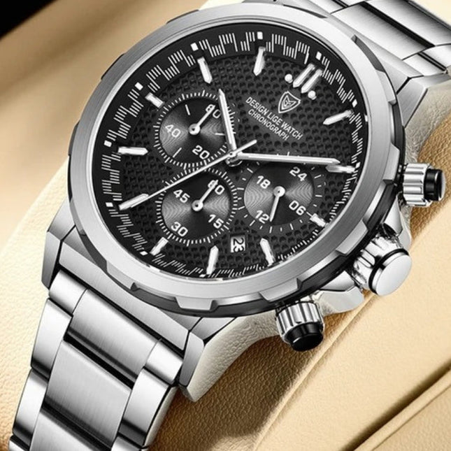 Men's Stainless Steel Chronograph Smartwatch | Adjustable Strap | Elegant Silver or Black Variants | Durable Wear-Resistant Design | Modern Technology | Personalized Fit | Stylish and Functional