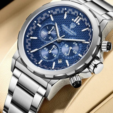 Men's Stainless Steel Chronograph Smartwatch | Adjustable Strap | Elegant Silver or Black Variants | Durable Wear-Resistant Design | Modern Technology | Personalized Fit | Stylish and Functional