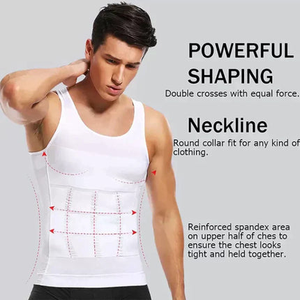 Slimming Compression Vest | Lightweight Shaping Undershirt for Men | Breathable Flex Fit | Posture Support | Invisible Under Clothing | Flattens Midsection | Comfortable All-Day Wear | Size Up if Between Sizes