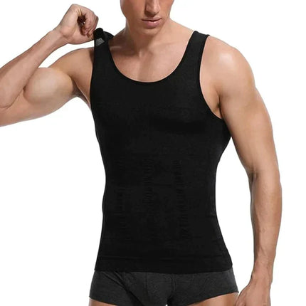 Slimming Compression Vest | Lightweight Shaping Undershirt for Men | Breathable Flex Fit | Posture Support | Invisible Under Clothing | Flattens Midsection | Comfortable All-Day Wear | Size Up if Between Sizes