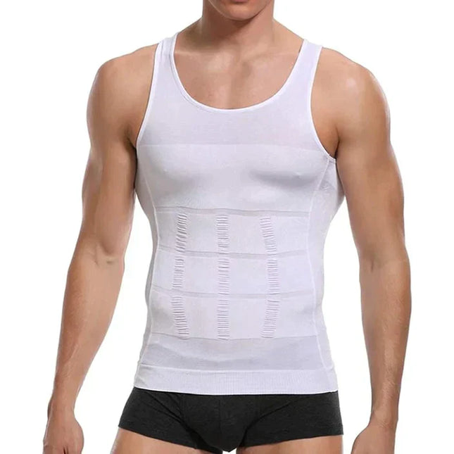 Slimming Compression Vest | Lightweight Shaping Undershirt for Men | Breathable Flex Fit | Posture Support | Invisible Under Clothing | Flattens Midsection | Comfortable All-Day Wear | Size Up if Between Sizes