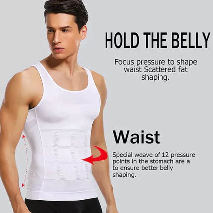 Slimming Compression Vest | Lightweight Shaping Undershirt for Men | Breathable Flex Fit | Posture Support | Invisible Under Clothing | Flattens Midsection | Comfortable All-Day Wear | Size Up if Between Sizes