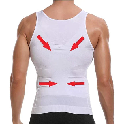 Slimming Compression Vest | Lightweight Shaping Undershirt for Men | Breathable Flex Fit | Posture Support | Invisible Under Clothing | Flattens Midsection | Comfortable All-Day Wear | Size Up if Between Sizes