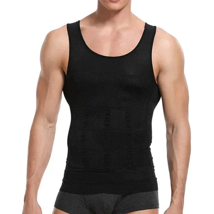 Slimming Compression Vest | Lightweight Shaping Undershirt for Men | Breathable Flex Fit | Posture Support | Invisible Under Clothing | Flattens Midsection | Comfortable All-Day Wear | Size Up if Between Sizes