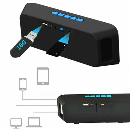 Portable Bluetooth Speaker | Wireless Audio | Built-in Microphone | 2 x 40mm Drivers | 10W Output | V-Bass Technology | MicroSD & 3.5mm Input | Rechargeable Battery | Up to 6 Hours Playtime | Black