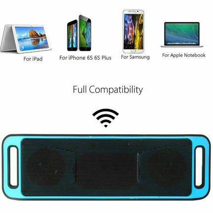 Portable Bluetooth Speaker | Wireless Audio | Built-in Microphone | 2 x 40mm Drivers | 10W Output | V-Bass Technology | MicroSD & 3.5mm Input | Rechargeable Battery | Up to 6 Hours Playtime | Black