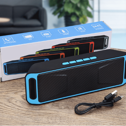 Portable Bluetooth Speaker | Wireless Audio | Built-in Microphone | 2 x 40mm Drivers | 10W Output | V-Bass Technology | MicroSD & 3.5mm Input | Rechargeable Battery | Up to 6 Hours Playtime | Black