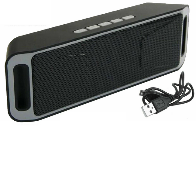 Portable Bluetooth Speaker | Wireless Audio | Built-in Microphone | 2 x 40mm Drivers | 10W Output | V-Bass Technology | MicroSD & 3.5mm Input | Rechargeable Battery | Up to 6 Hours Playtime | Black