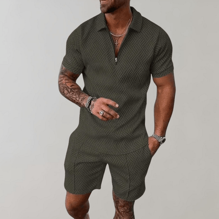 Armoire Melbourne | Men's Lightweight Summer Polo Shirt and Versatile Shorts Set | Breathable Casual Outfit | All-Day Comfort | Stylish Warm Weather Apparel