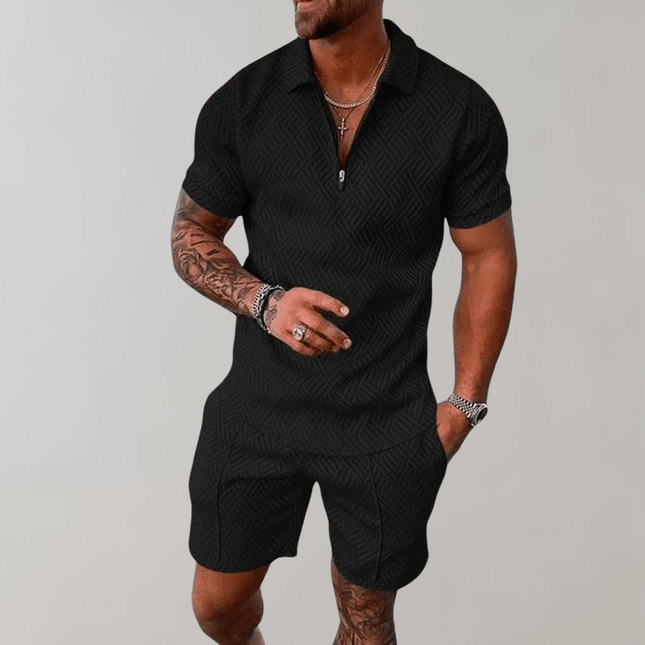 Armoire Melbourne | Men's Lightweight Summer Polo Shirt and Versatile Shorts Set | Breathable Casual Outfit | All-Day Comfort | Stylish Warm Weather Apparel