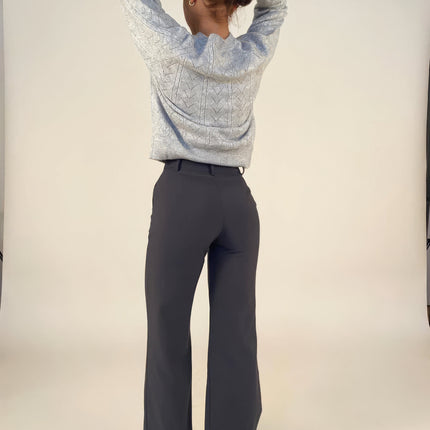 Women's Wide Leg Pants | Double Waistband | Regular Fit | Chic Versatility | Ultimate Comfort | Stylish Trousers for Office & Festivals | Ideal for T-Shirts or Blazers