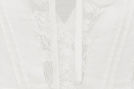 Ophelia Adjustable Tie Back Mini Dress | Lace Trim | White