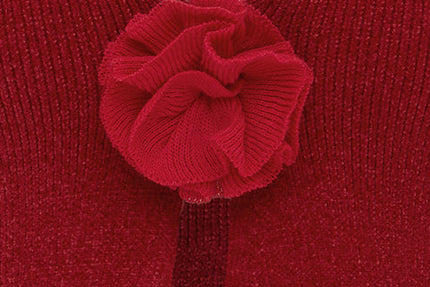 Halter Neck Rose Top | Open Front Design | Red | Bust Flower Detail | Women's Fashion Top