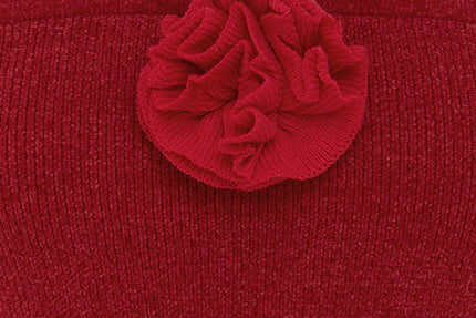Straight Neck Boobtube Top | Asymmetric Split Detail | Self Fabric Flower Neck Accent | Red