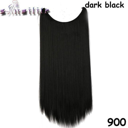 Invisible Halo Hair Extensions | Silky Straight | Synthetic Heat Resistant | Easy Slip-On Design | No Clips or Glue | Double Drawn for Fullness | 20 Inch Length | Multiple Colors Available