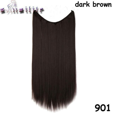 Invisible Halo Hair Extensions | Silky Straight | Synthetic Heat Resistant | Easy Slip-On Design | No Clips or Glue | Double Drawn for Fullness | 20 Inch Length | Multiple Colors Available