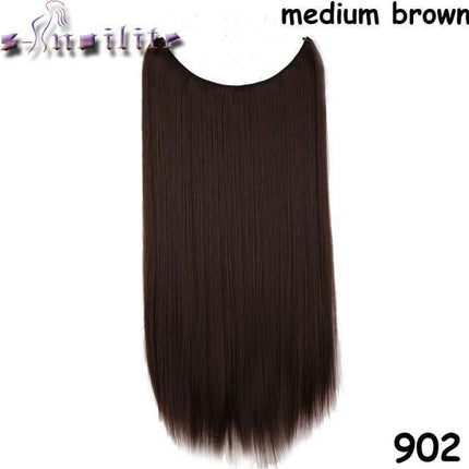 Invisible Halo Hair Extensions | Silky Straight | Synthetic Heat Resistant | Easy Slip-On Design | No Clips or Glue | Double Drawn for Fullness | 20 Inch Length | Multiple Colors Available