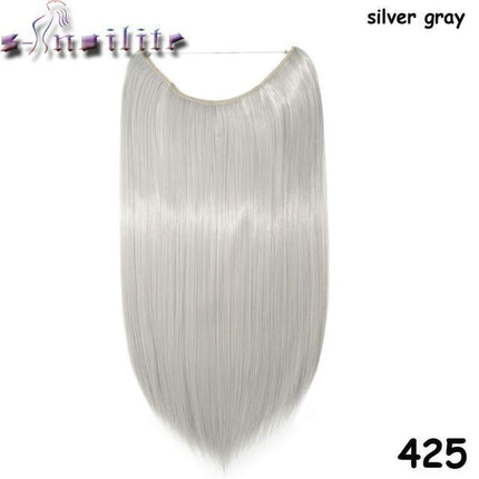 Invisible Halo Hair Extensions | Silky Straight | Synthetic Heat Resistant | Easy Slip-On Design | No Clips or Glue | Double Drawn for Fullness | 20 Inch Length | Multiple Colors Available