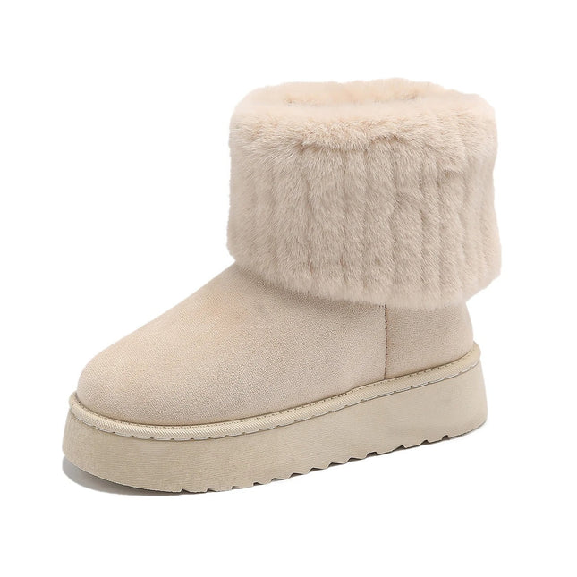 STELLA | Women's Mid-Heel Waterproof Snow Boots | Round Toe | Plush Interior | Brown
