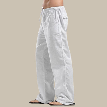 Van Hallen Men's Loose-Fit Long Pants | Elastic Waistband | Straight-Leg | Functional Side Pockets | Versatile Casual Wear | Available in Khaki, Black, Dark Grey, White, Dark Blue | Sizes S-3XL