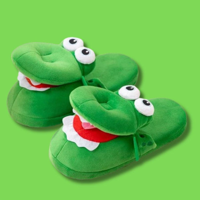 Fun Crocodile Inspired Slippers with Playful Opening Mouth | Warm Cotton Lining | Non-Slip Sole | Sizes 3.5-5, 6-8 | Cozy Indoor Footwear for Home | Unique Gift for Family and Friends