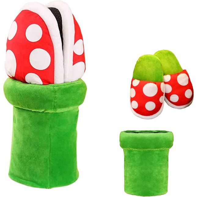 Anime-Inspired Cozy Piranha Plant Slippers | Plush Upper | Memory Foam Midsole | Warm Cotton Comfort for Gamers | Easy Maintenance | Unique Fun Design | Ideal for Lounging and Themed Gatherings