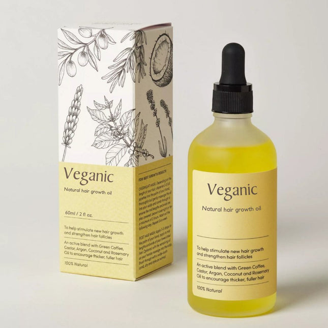 VEGANIC | Natural Hair Growth Oil | Nourishing Castor, Argan, & Coconut | Chemical-Free Care | All Hair Types Durable Strength & Shine