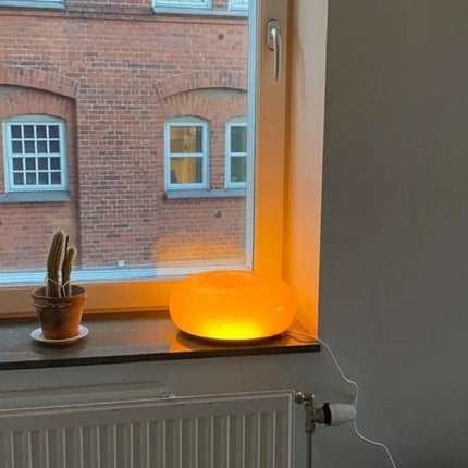 Modern LED Table Lamp | Unique Donut Shape | Dimmable Touch Switch | Energy-Efficient Lighting | High-Quality Glass and Metal | For Living Room, Bedroom, Office | Adjustable Brightness