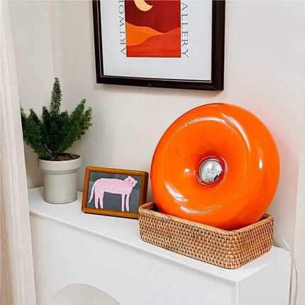 Modern LED Table Lamp | Unique Donut Shape | Dimmable Touch Switch | Energy-Efficient Lighting | High-Quality Glass and Metal | For Living Room, Bedroom, Office | Adjustable Brightness