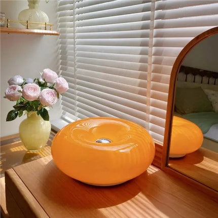 Modern LED Table Lamp | Unique Donut Shape | Dimmable Touch Switch | Energy-Efficient Lighting | High-Quality Glass and Metal | For Living Room, Bedroom, Office | Adjustable Brightness