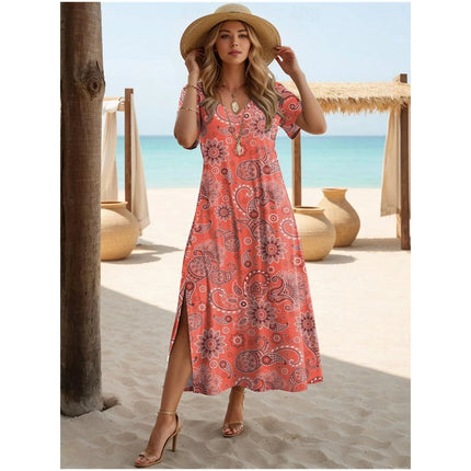 LAVANDER | Women's Coastal Breeze Maxi Dress | Floral Print | Breathable Fabric | Beach or Outdoor Wear
