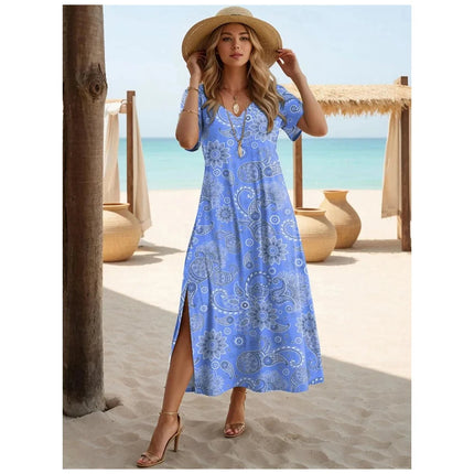 LAVANDER | Women's Coastal Breeze Maxi Dress | Floral Print | Breathable Fabric | Beach or Outdoor Wear